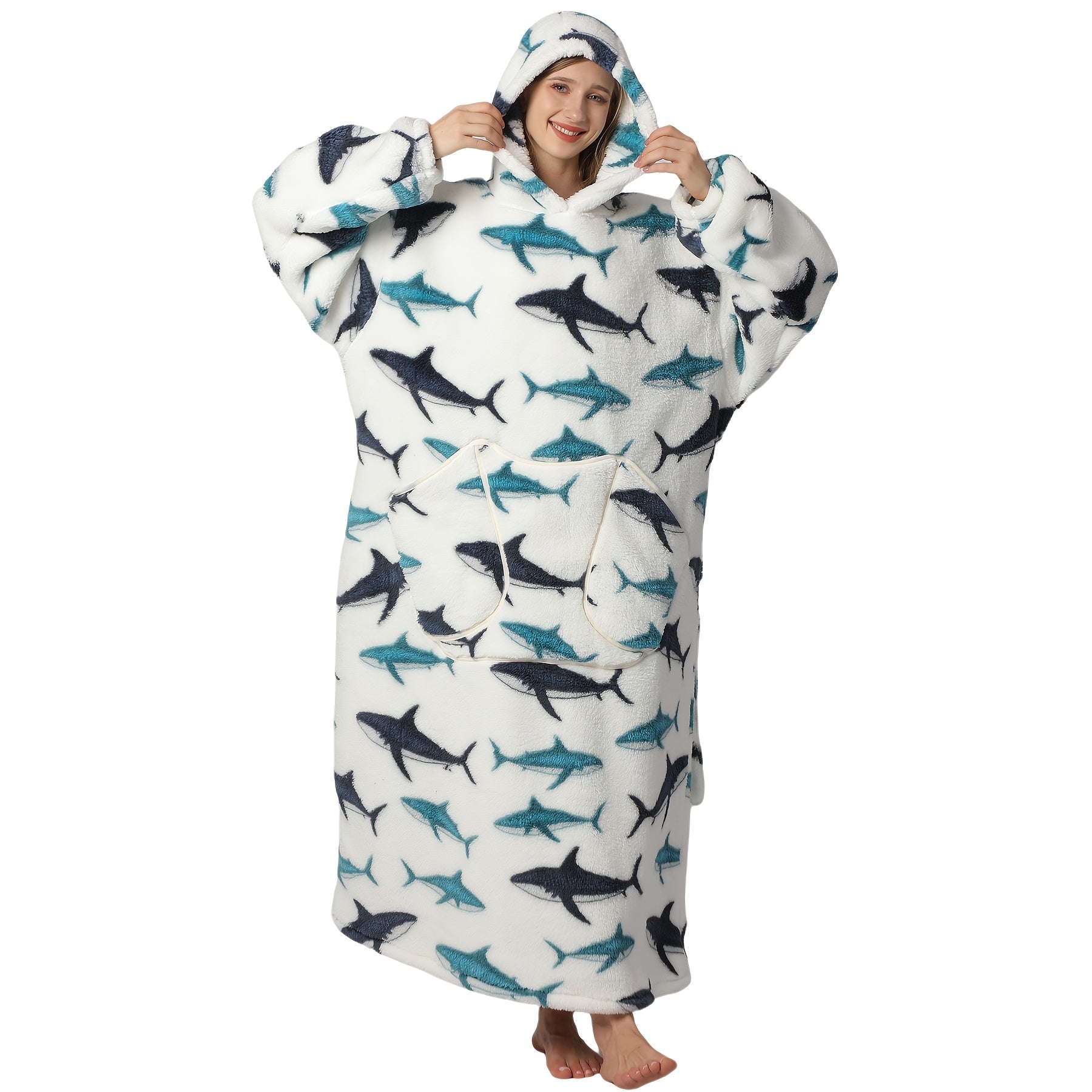 Oversized Blanket Hoodie Cozy Wearable Fleece Blanket
