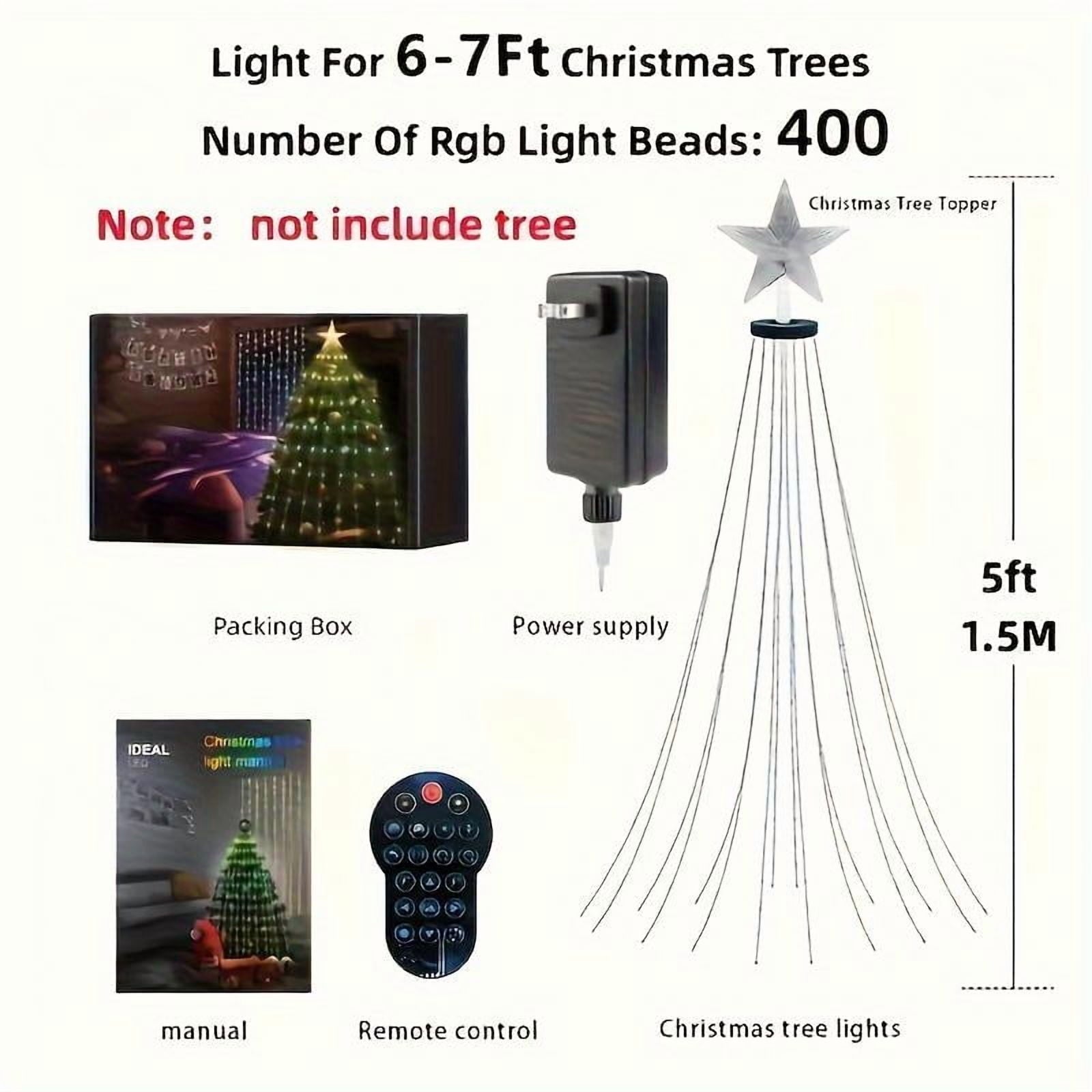 Christmas Tree Lights RGB Smart LED String Remote App Control