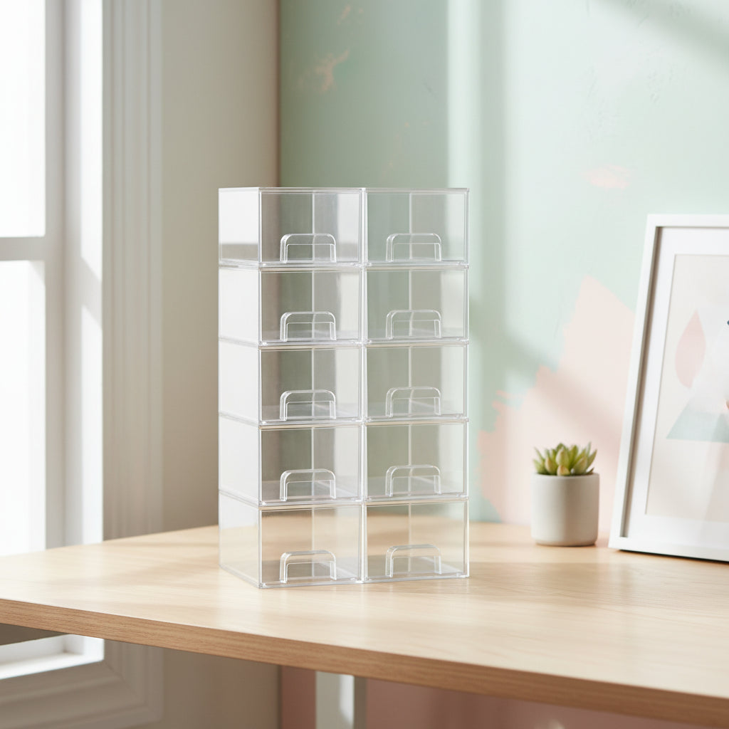 Clear Plastic Storage Drawer Organizer Box Gift Countertop