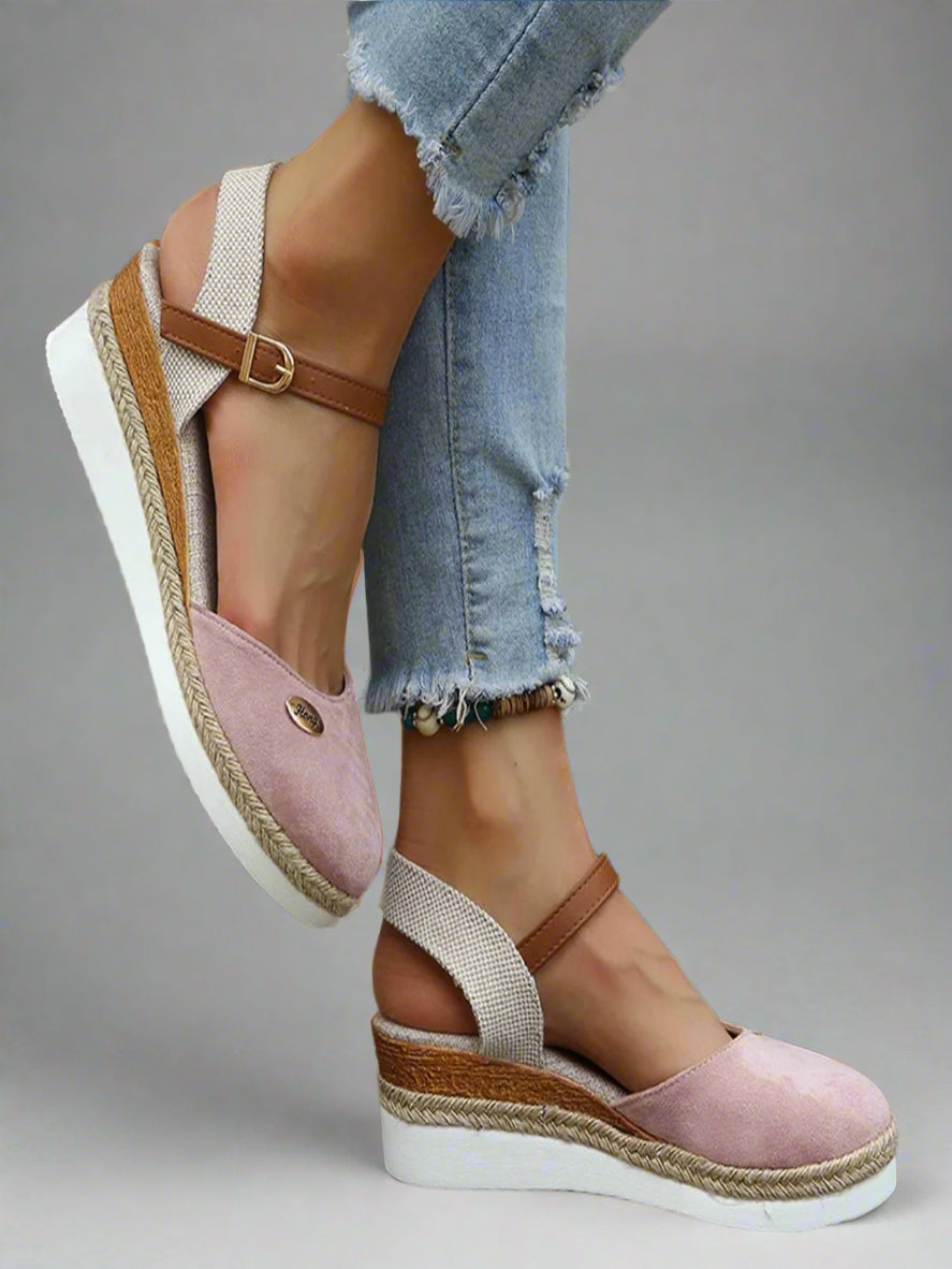 Women Comfortable Platform Espadrille Sandals | Closed Toe Strap