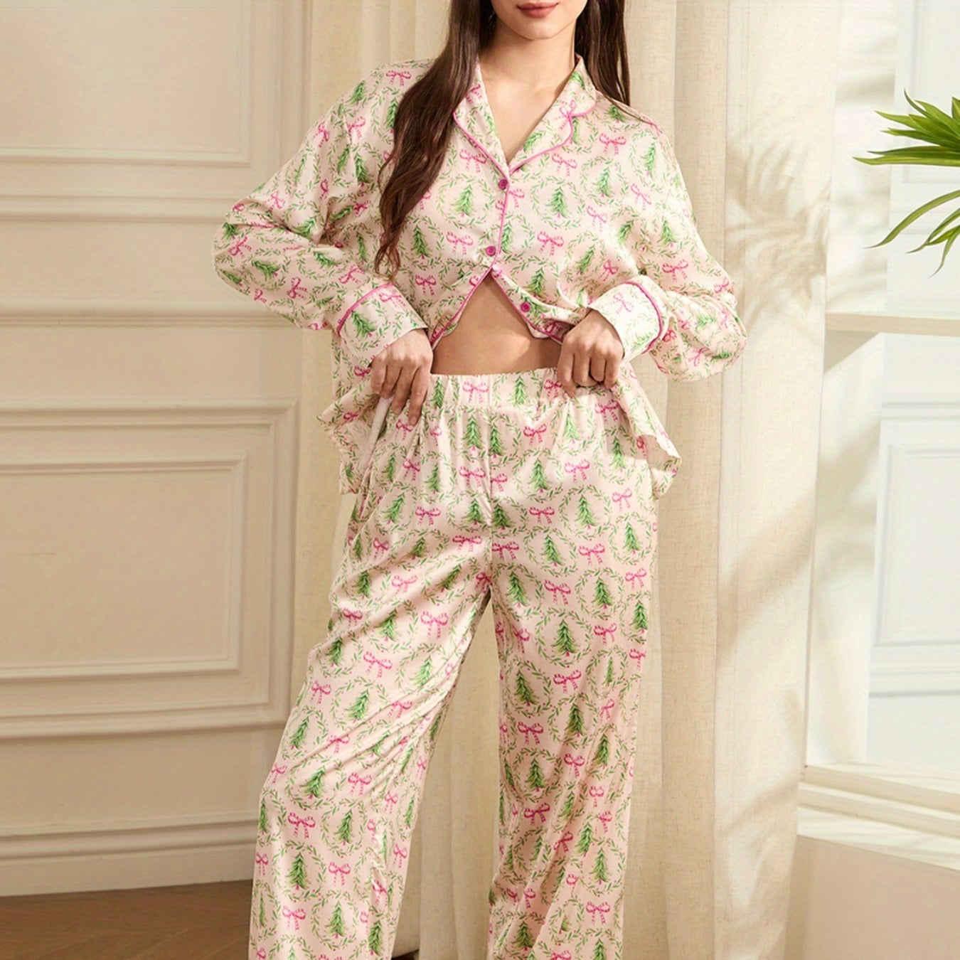 Women's Christmas Pajama Loungewear Set Cozy Two Piece