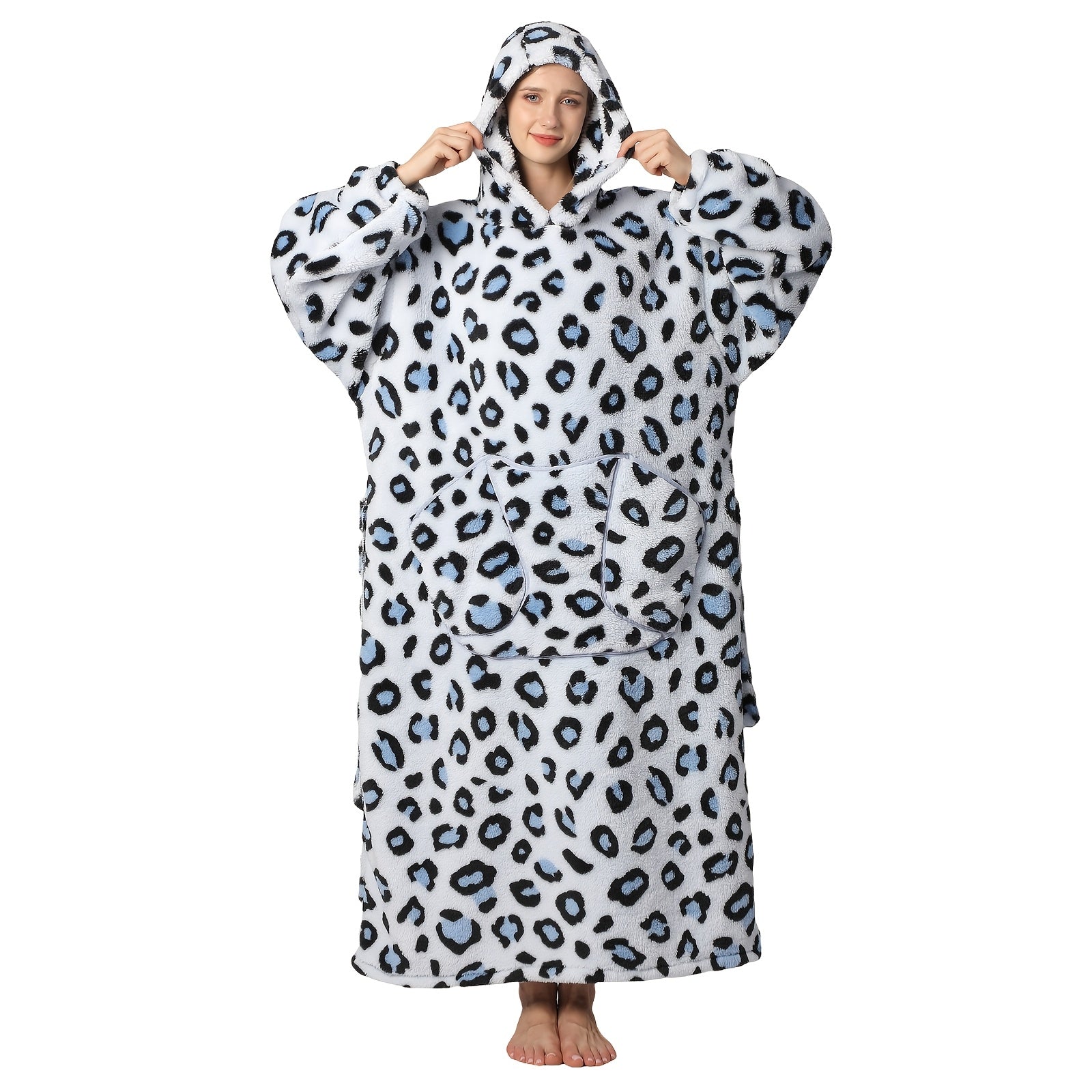 Oversized Blanket Hoodie Cozy Wearable Fleece Blanket