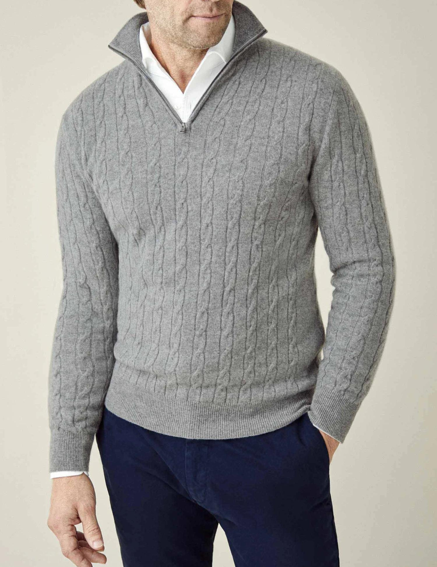 Men’s Knit Zipper Sweater | Long Cashmere Jumper