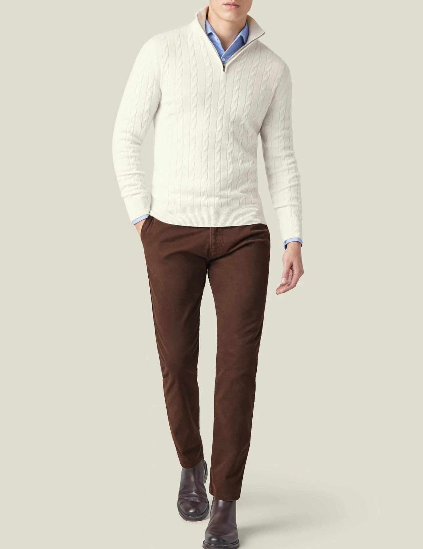 Men’s Knit Zipper Sweater | Long Cashmere Jumper