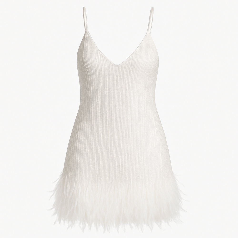 Robe de cocktail à plumes et sequins pour femme | Robe de soirée courte