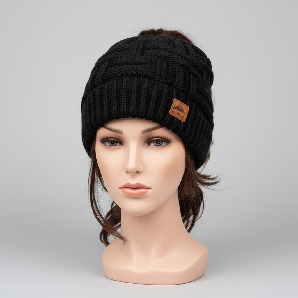 Women's Winter Knit Beanie Hat Warm Ponytail Beanie