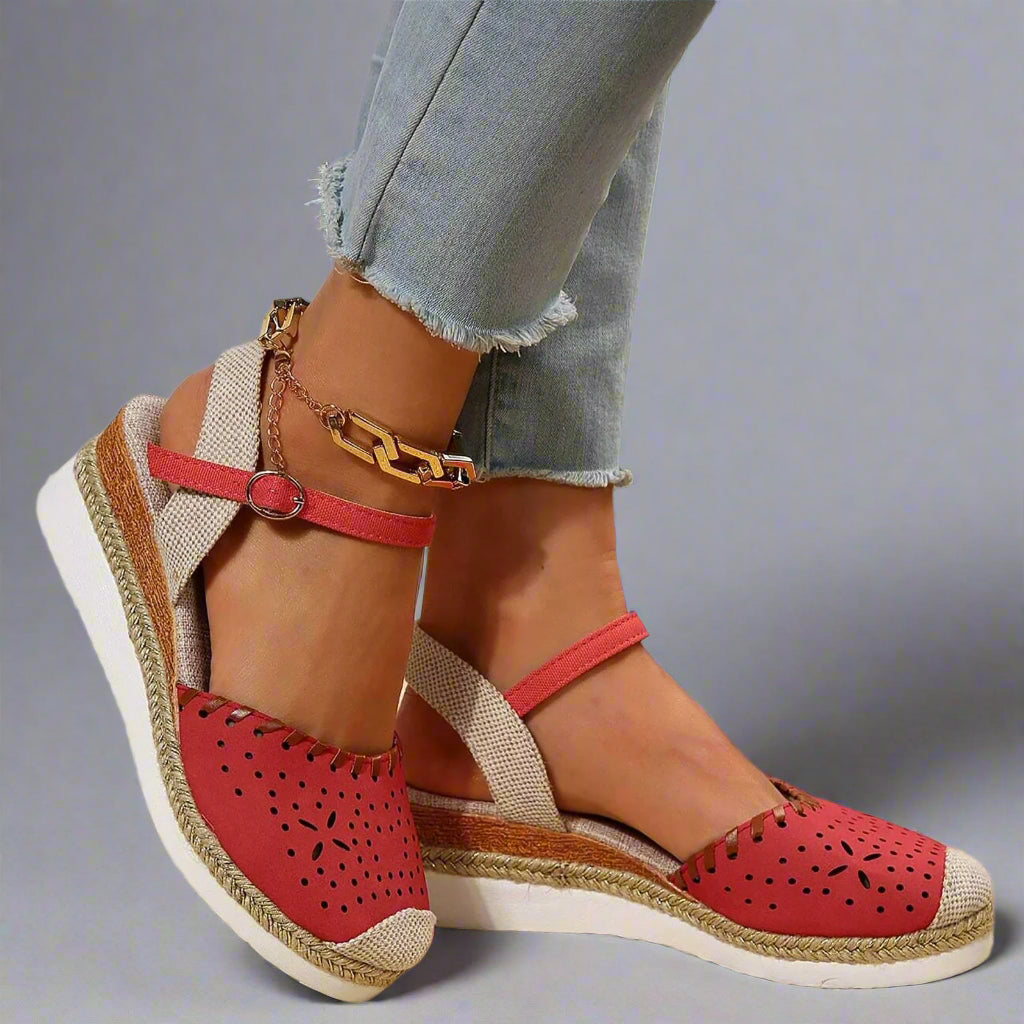Women’s Comfortable Espadrille Sandals | Closed Toe Wedge Ankle Strap