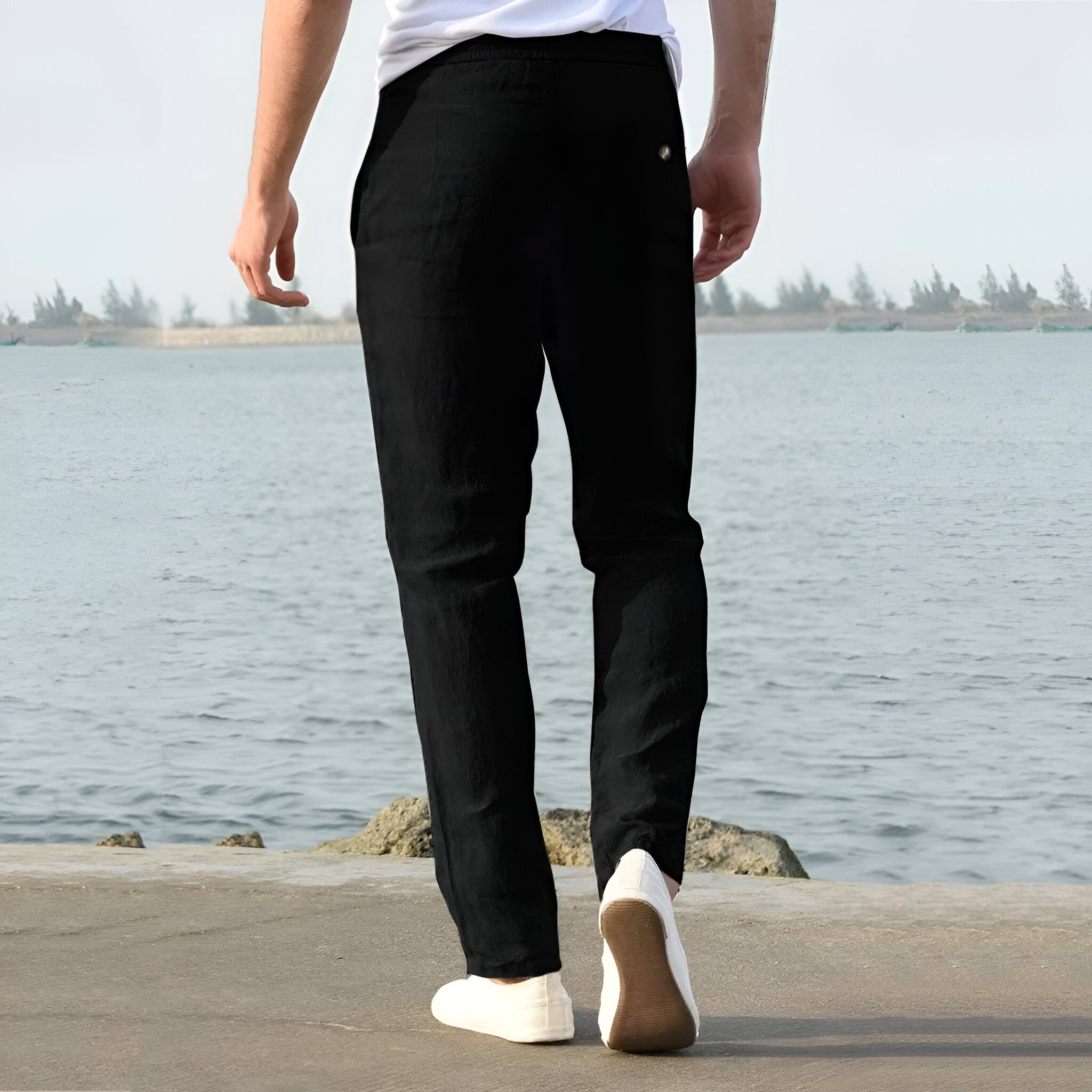 Men’s Linen Casual Pants | Lightweight Wide Leg Trousers