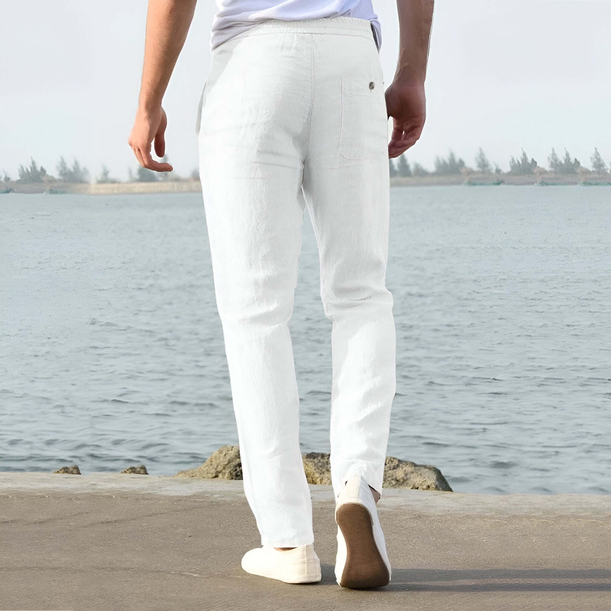 Men’s Linen Casual Pants | Lightweight Wide Leg Trousers
