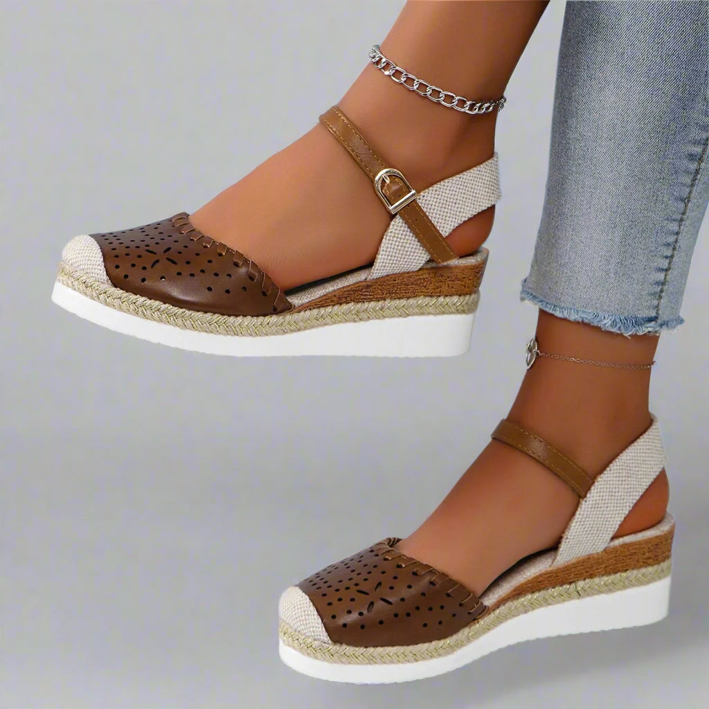 Women’s Comfortable Espadrille Sandals | Closed Toe Wedge Ankle Strap