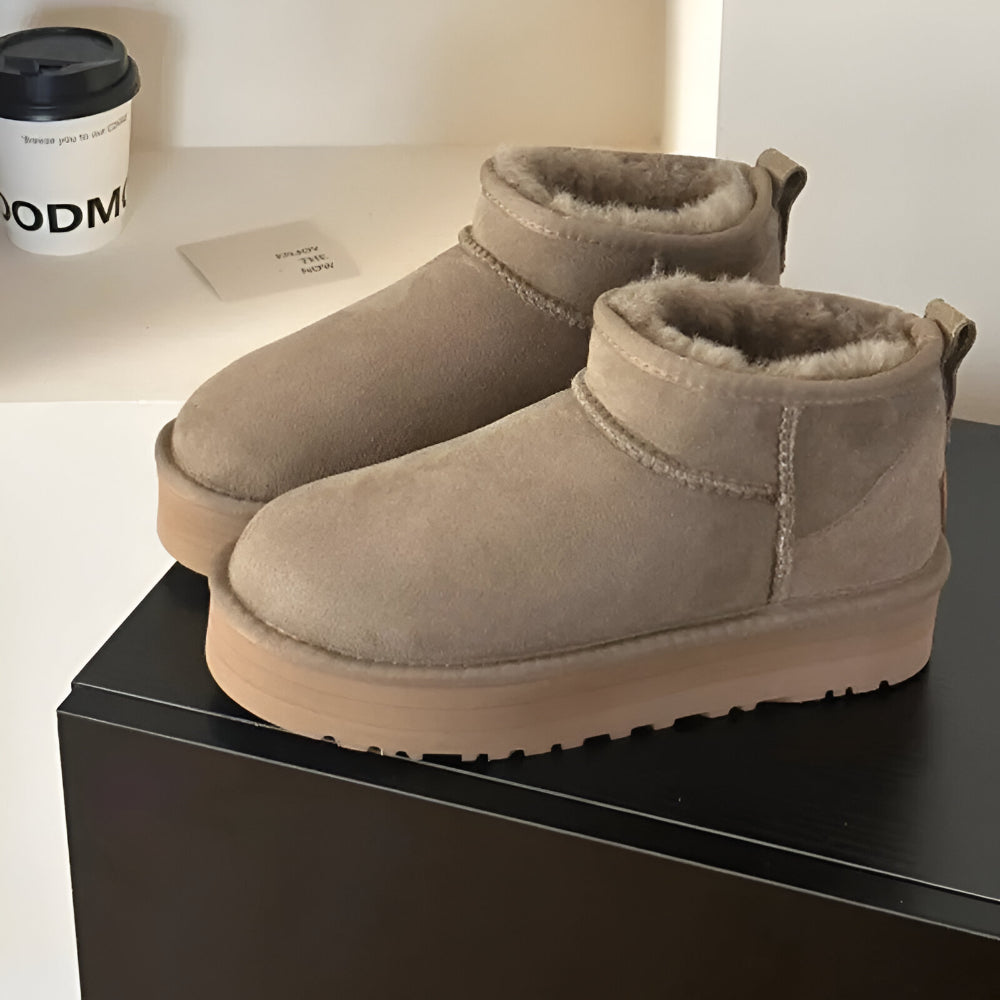 Women Platform Ankle Boots – Suede Winter