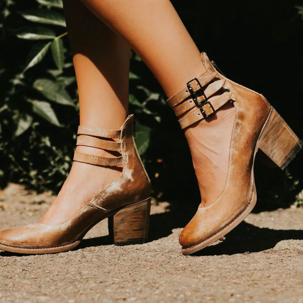 Women's Ankle Strap Block Heels | Vintage Cowgirl Shoes