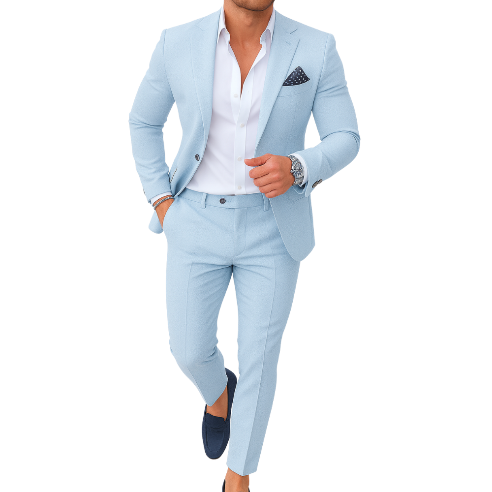 Ensemble de costume slim fit en lin pour homme | Vêtements sur mesure