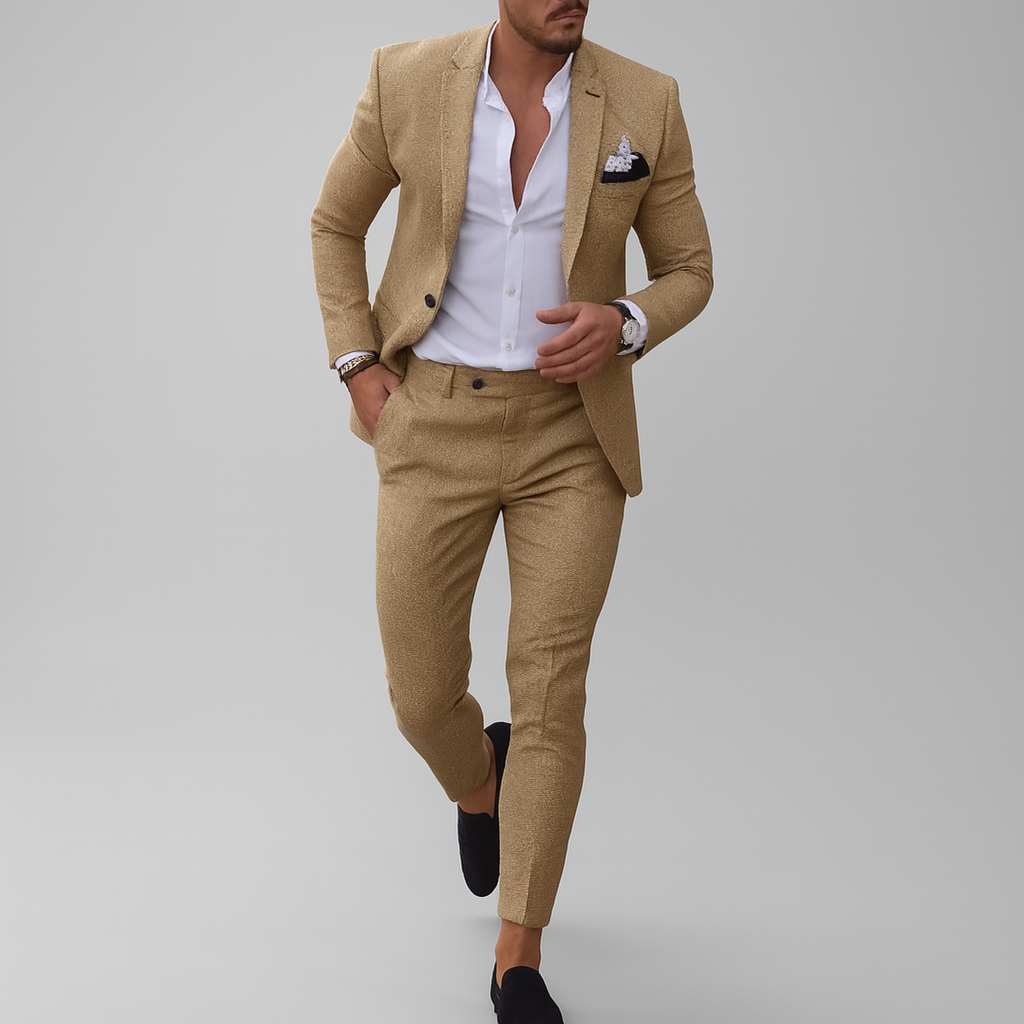 Ensemble de costume slim fit en lin pour homme | Vêtements sur mesure