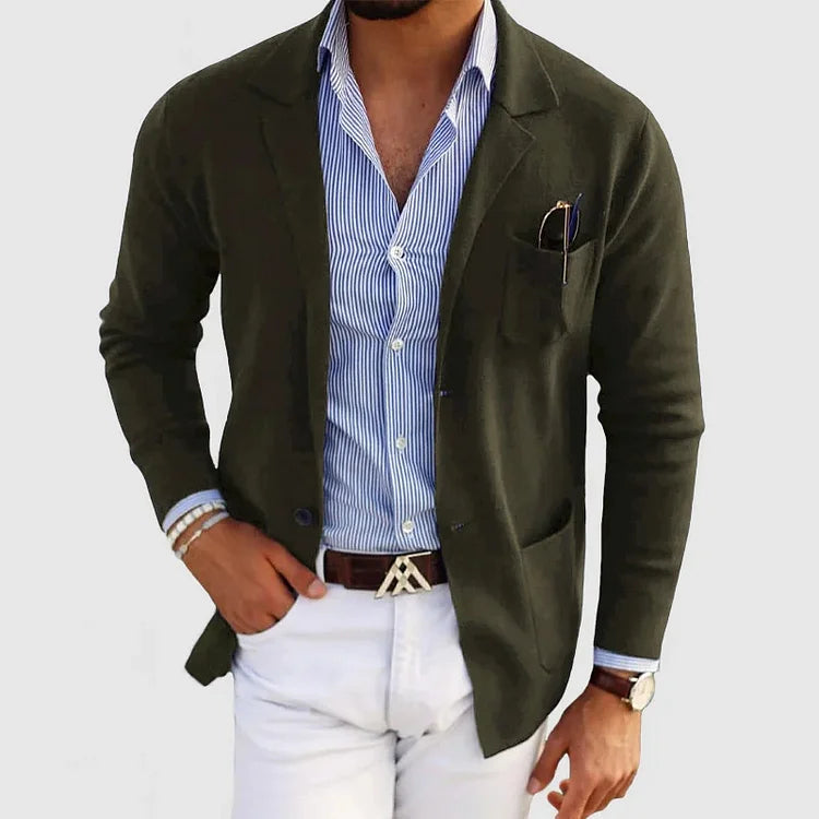 Men’s Lightweight Knit Blazer Jacket | Casual Overcoat Style