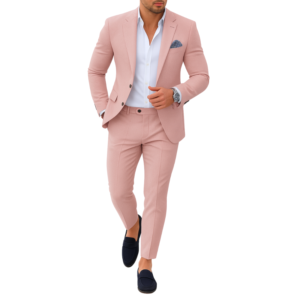 Ensemble de costume slim fit en lin pour homme | Vêtements sur mesure