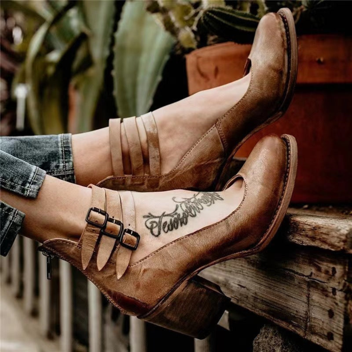 Women's Ankle Strap Block Heels | Vintage Cowgirl Shoes