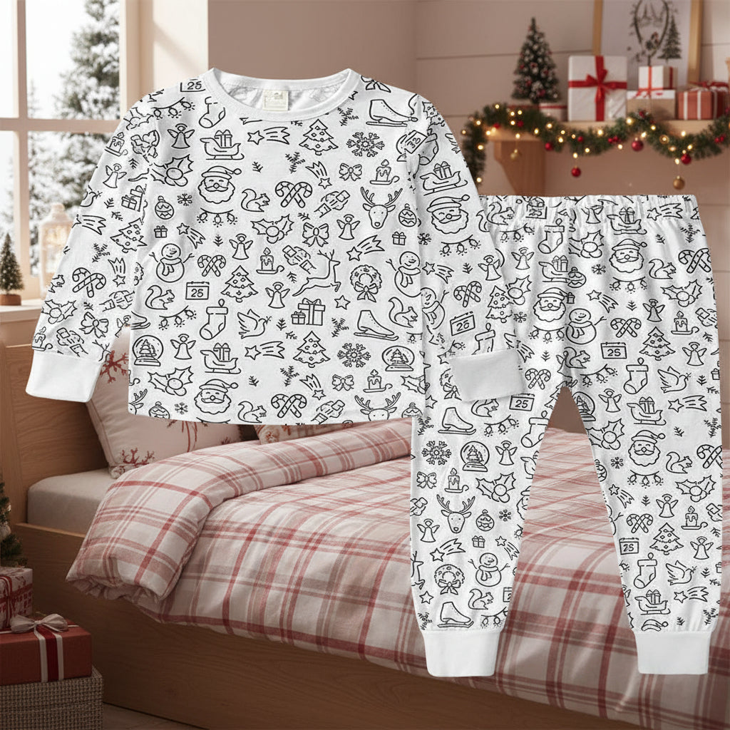 Kids Cartoon Pajama Set Two-Piece Loungewear Pants and Top