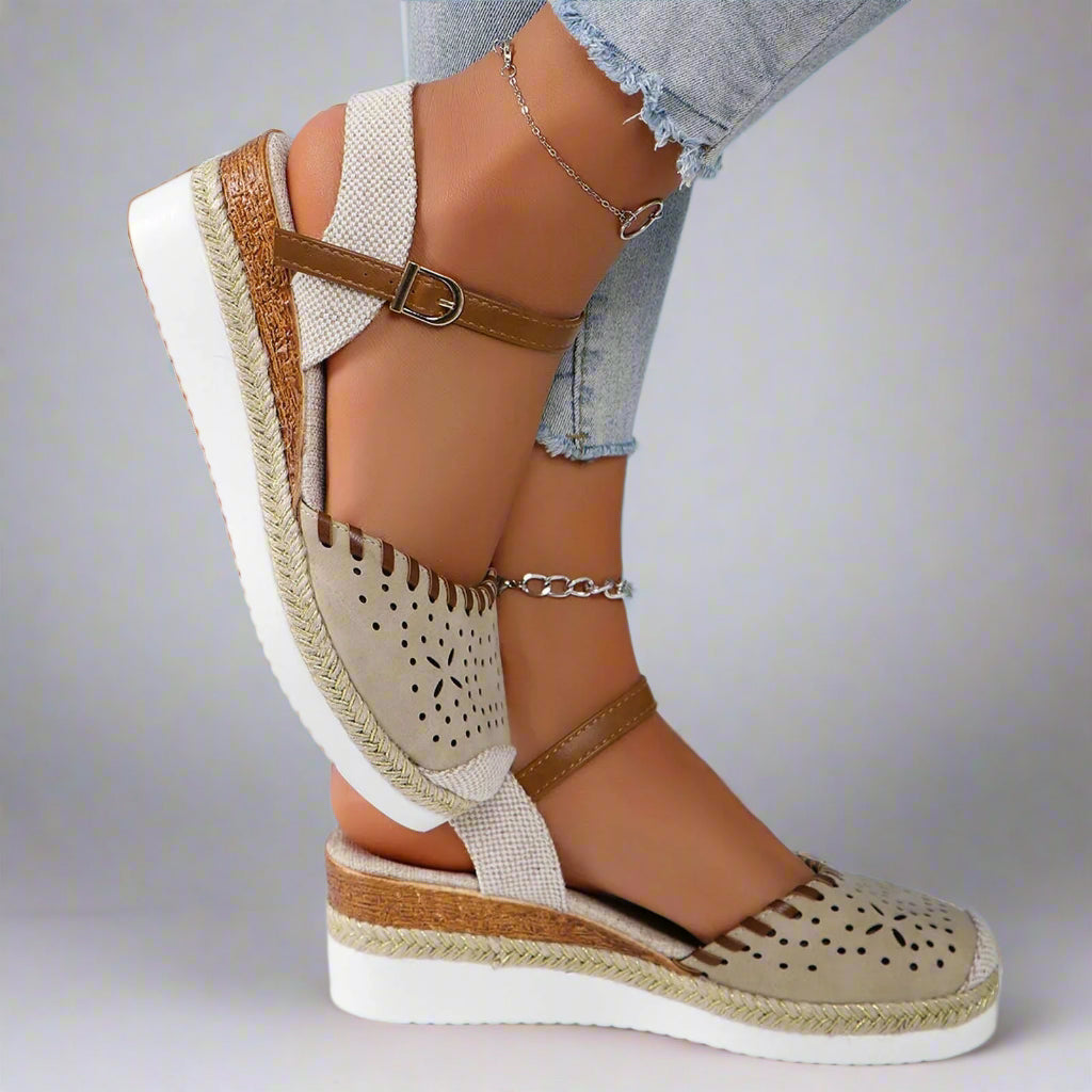 Women’s Comfortable Espadrille Sandals | Closed Toe Wedge Ankle Strap