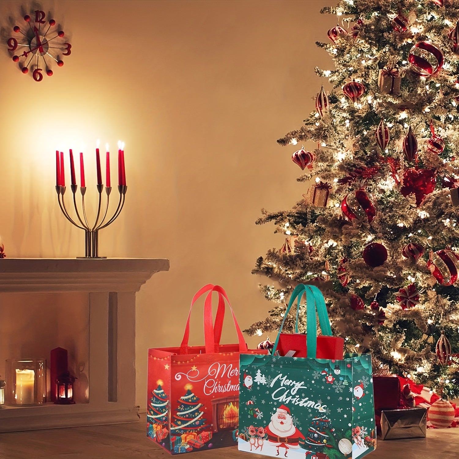 Christmas Bags Reusable Large Gift Tote Holiday Presents