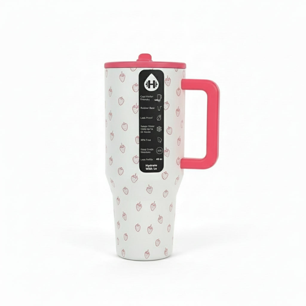 Gift Stainless Steel Travel Mug Reusable Fruit Pattern Coffee Cup