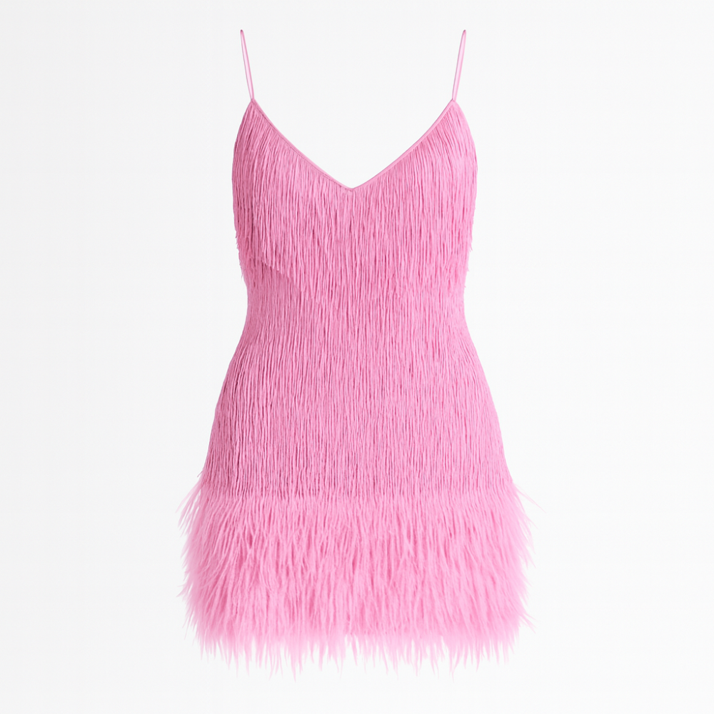Robe de cocktail à plumes et sequins pour femme | Robe de soirée courte