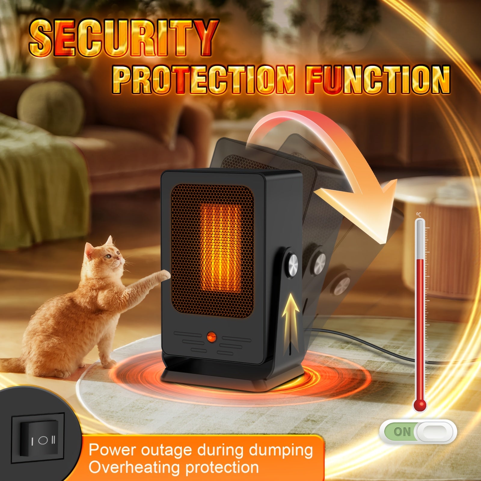 Electric Space Heater 900W Square Convection Heater with Handle