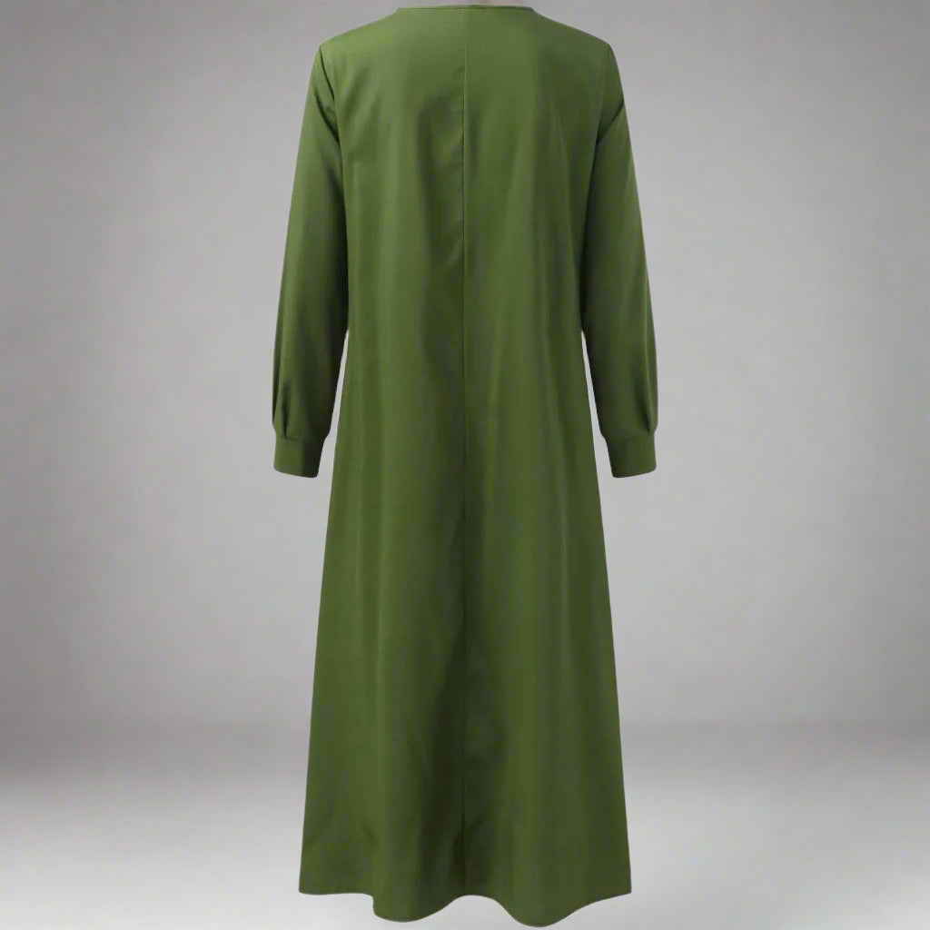 Women's Casual Long Sleeve Maxi Dress | Loose Fit V Neck Maxi
