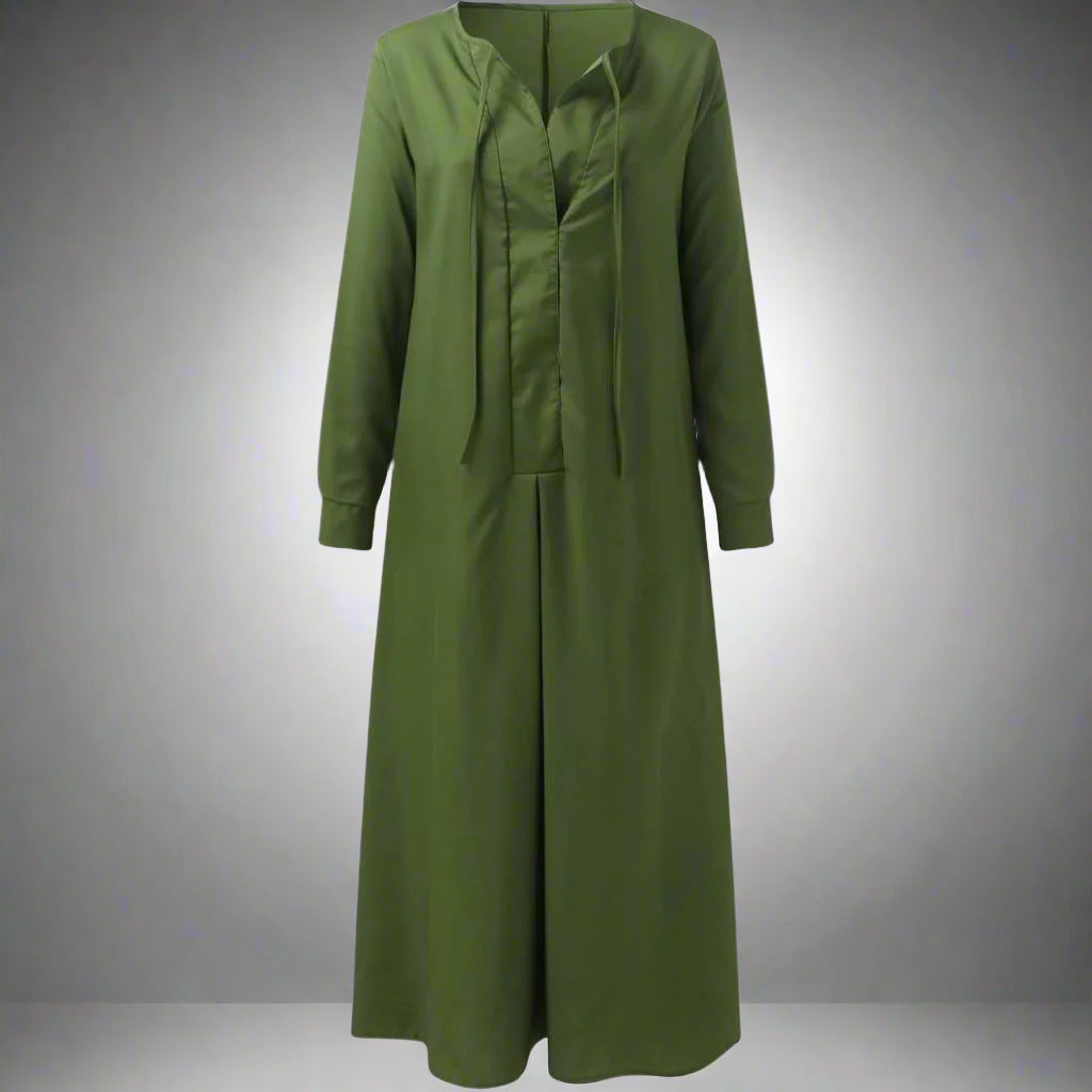Women's Casual Long Sleeve Maxi Dress | Loose Fit V Neck Maxi