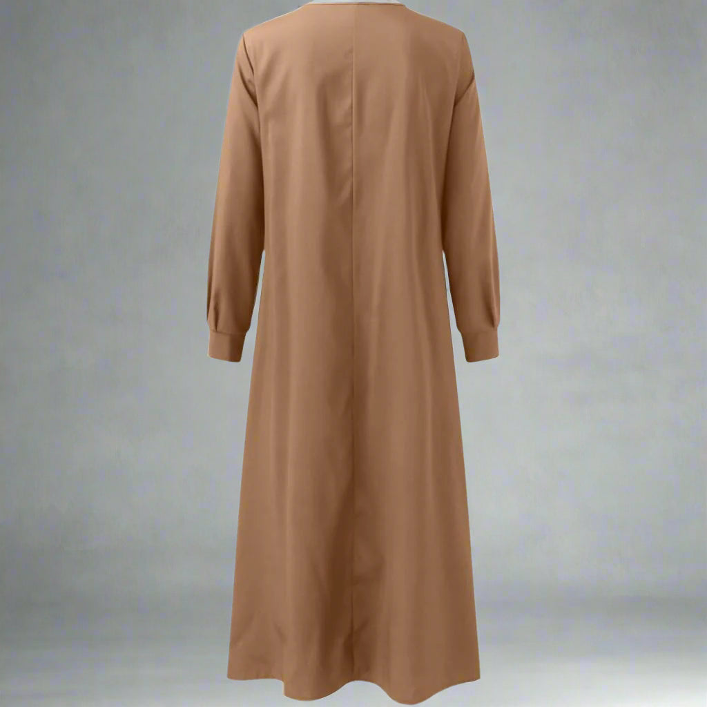 Women's Casual Long Sleeve Maxi Dress | Loose Fit V Neck Maxi