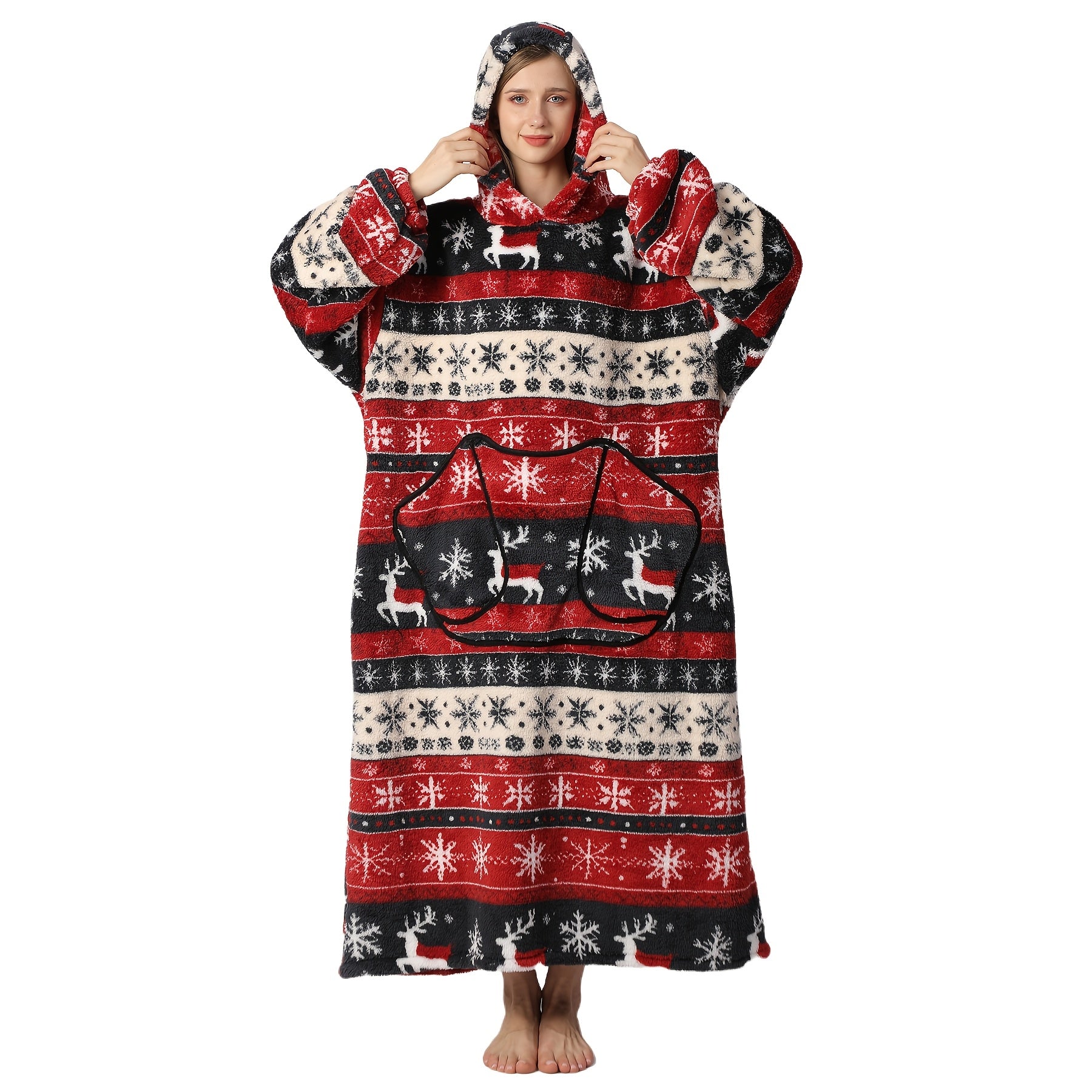Oversized Blanket Hoodie Cozy Wearable Fleece Blanket
