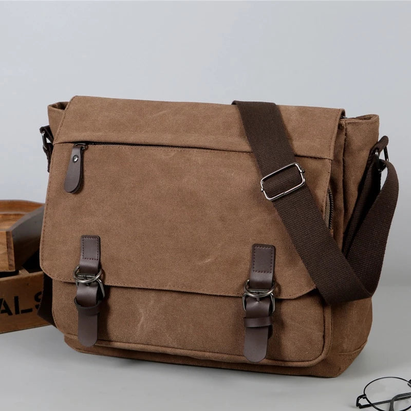 Men’s Vintage Messenger Bag | Canvas Crossbody Shoulder Satchel