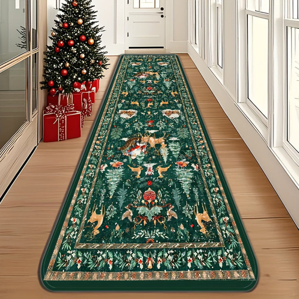 Christmas Rug Non-Slip Washable Runner Carpet Hallway Decor
