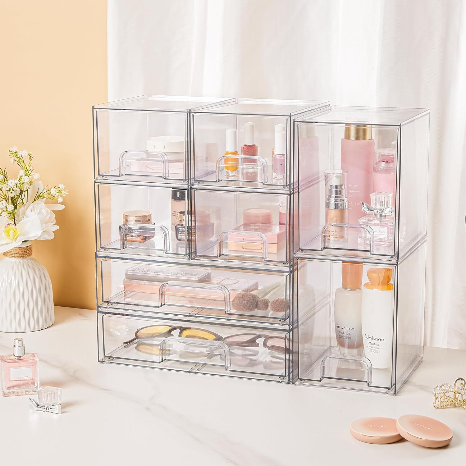 Acrylic Storage Drawers Stackable Clear Organizer Box