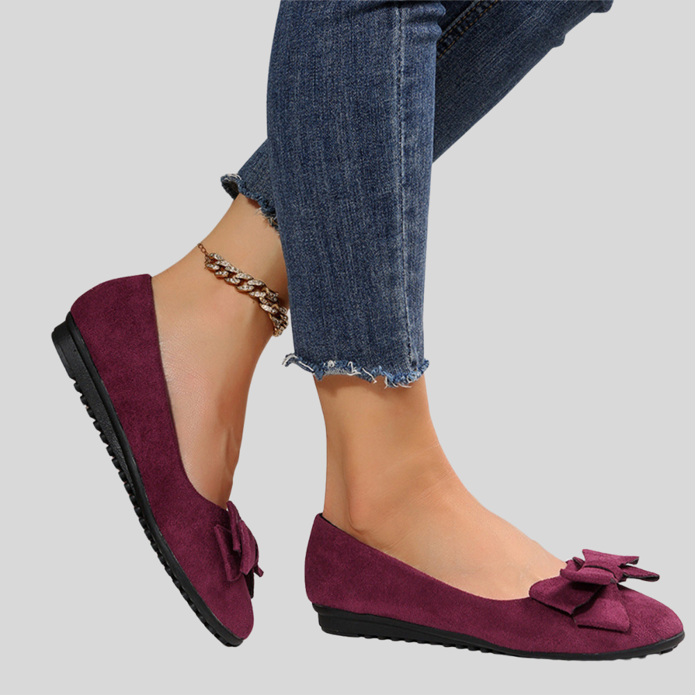 Women's Comfortable Flats | Slip-On Design Bow Details