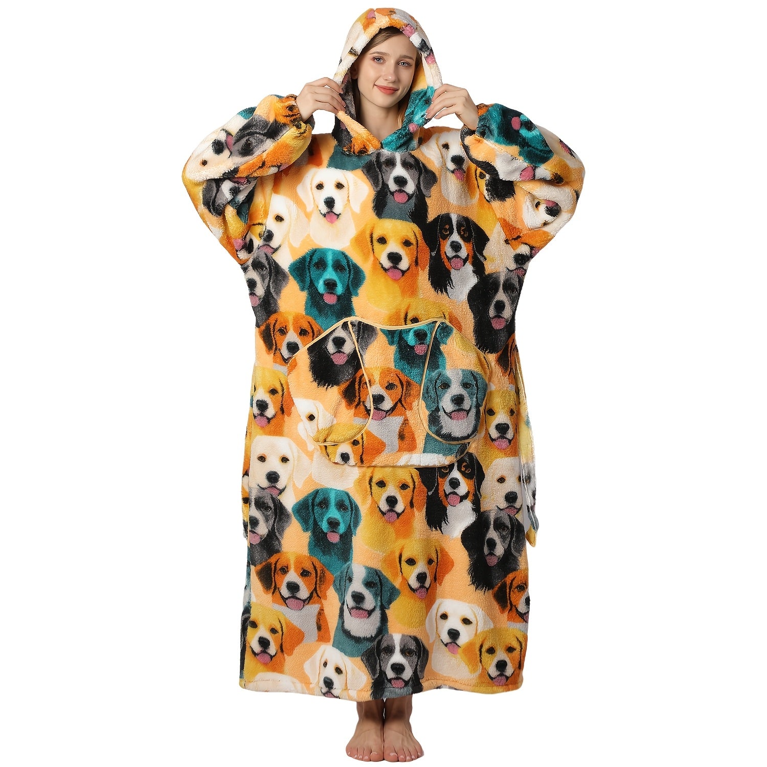 Oversized Blanket Hoodie Cozy Wearable Fleece Blanket