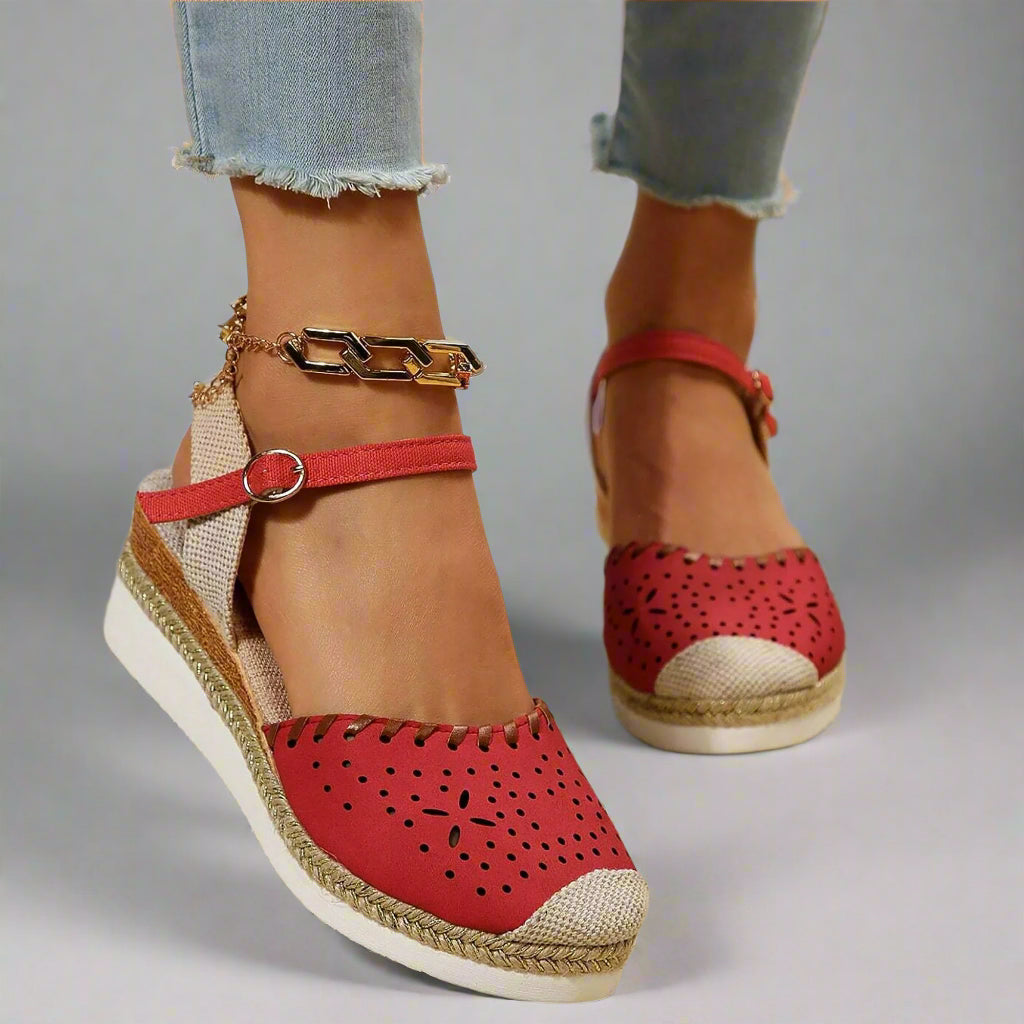 Women’s Comfortable Espadrille Sandals | Closed Toe Wedge Ankle Strap