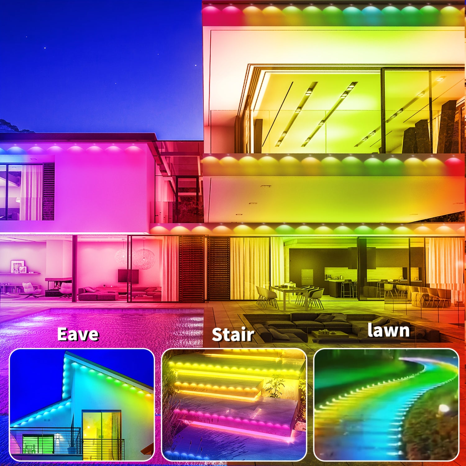 RGB Eaves Lights Outdoor Waterproof Smart LED Christmas Light Strip