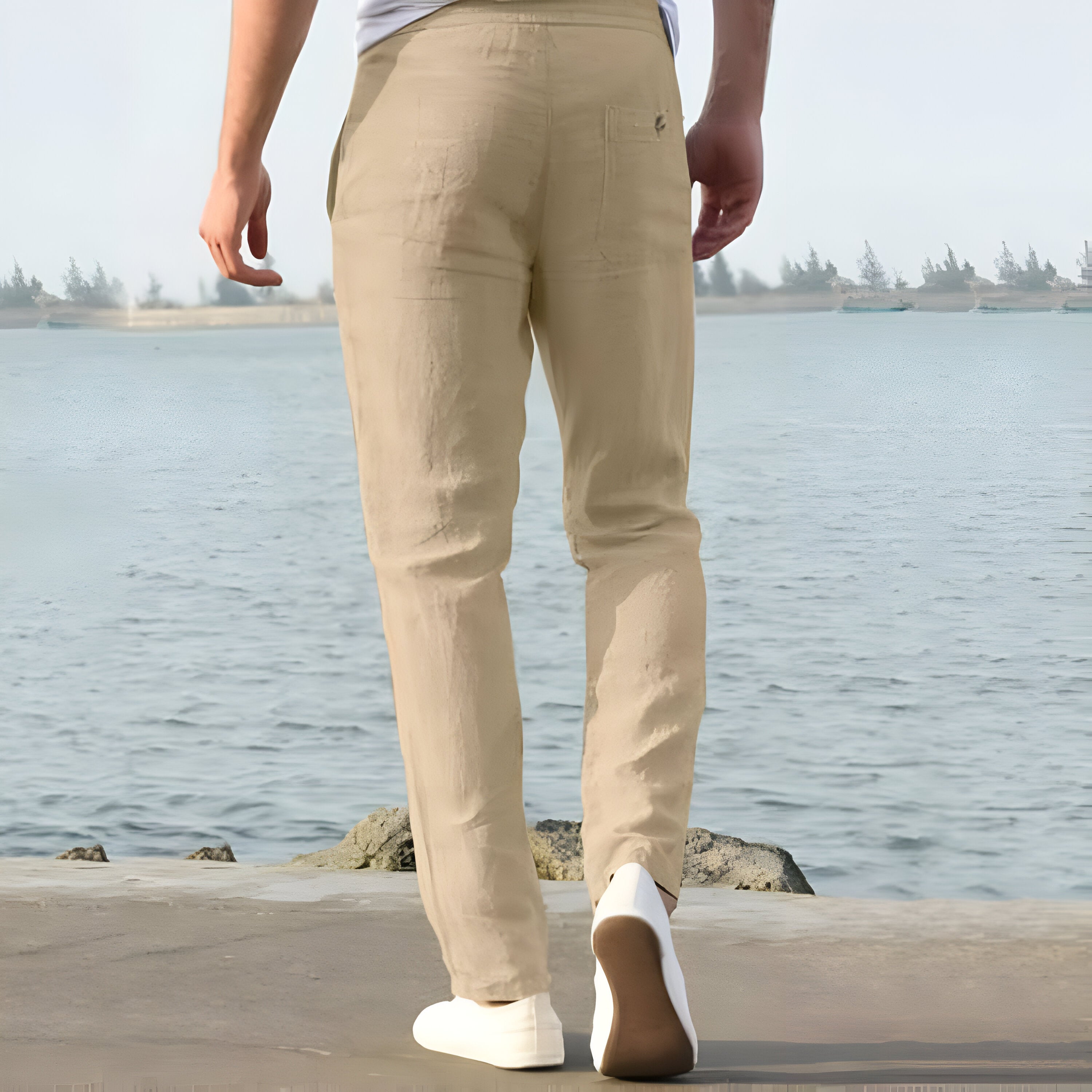 Men’s Linen Casual Pants | Lightweight Wide Leg Trousers