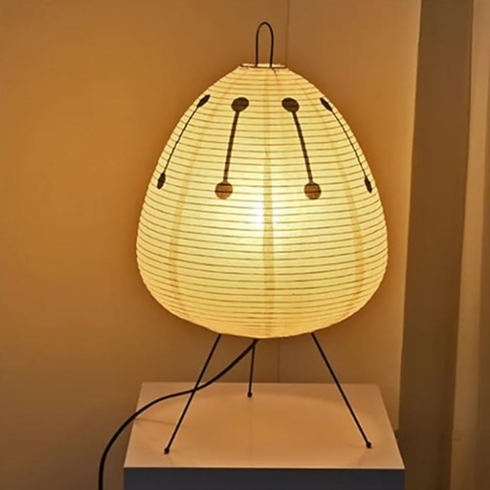 Table Lamp Japanese Rice Paper Shade Metal Base
