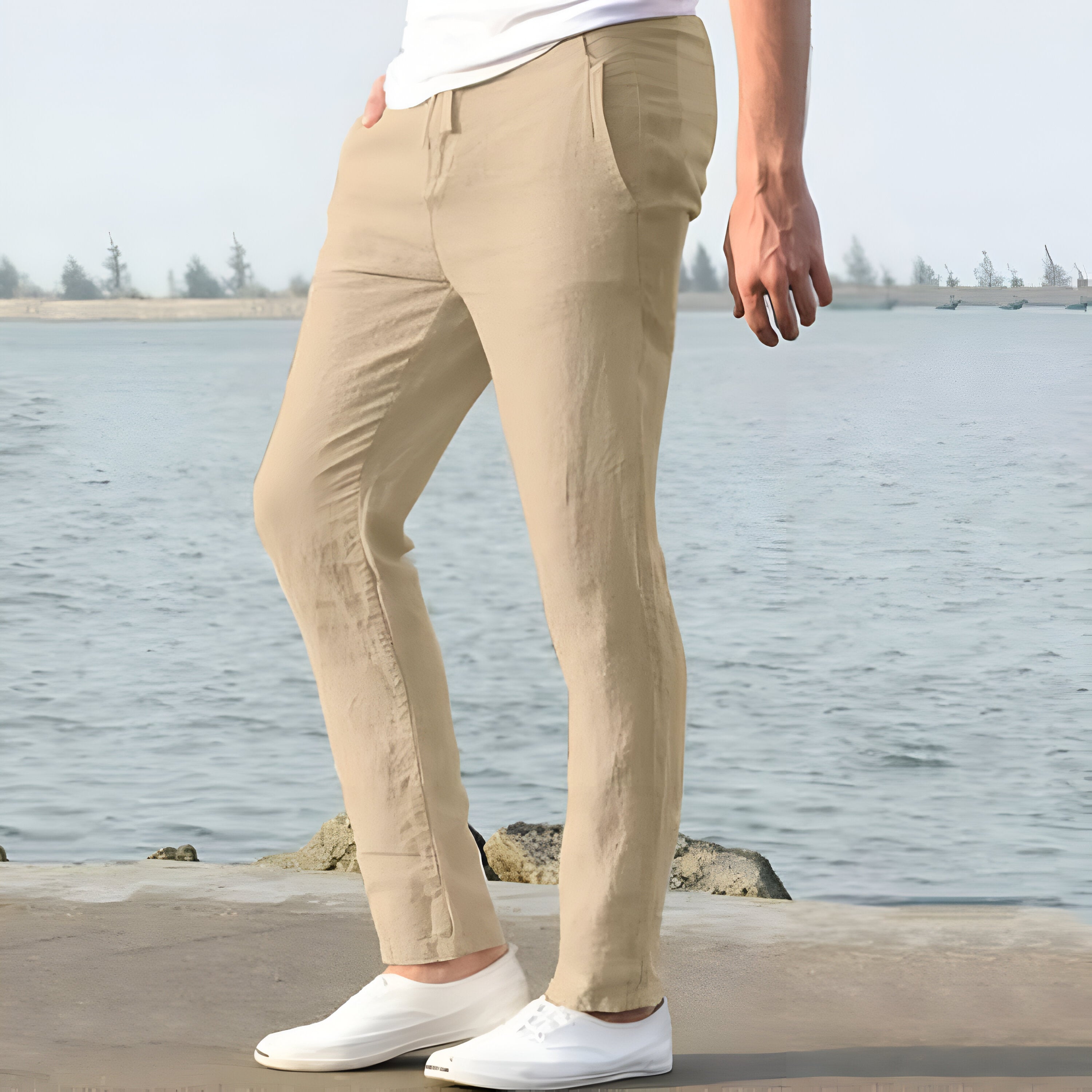 Men’s Linen Casual Pants | Lightweight Wide Leg Trousers