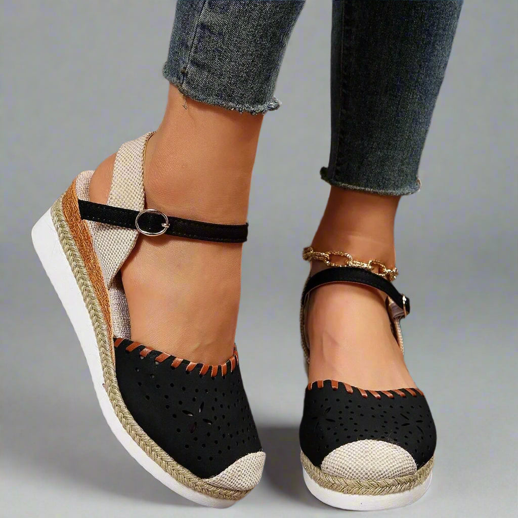 Women’s Comfortable Espadrille Sandals | Closed Toe Wedge Ankle Strap