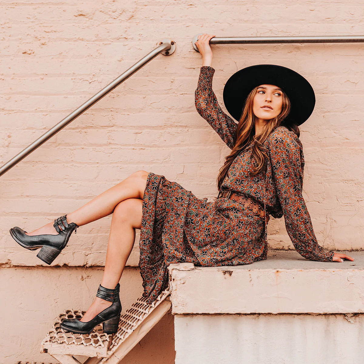 Women's Ankle Strap Block Heels | Vintage Cowgirl Shoes
