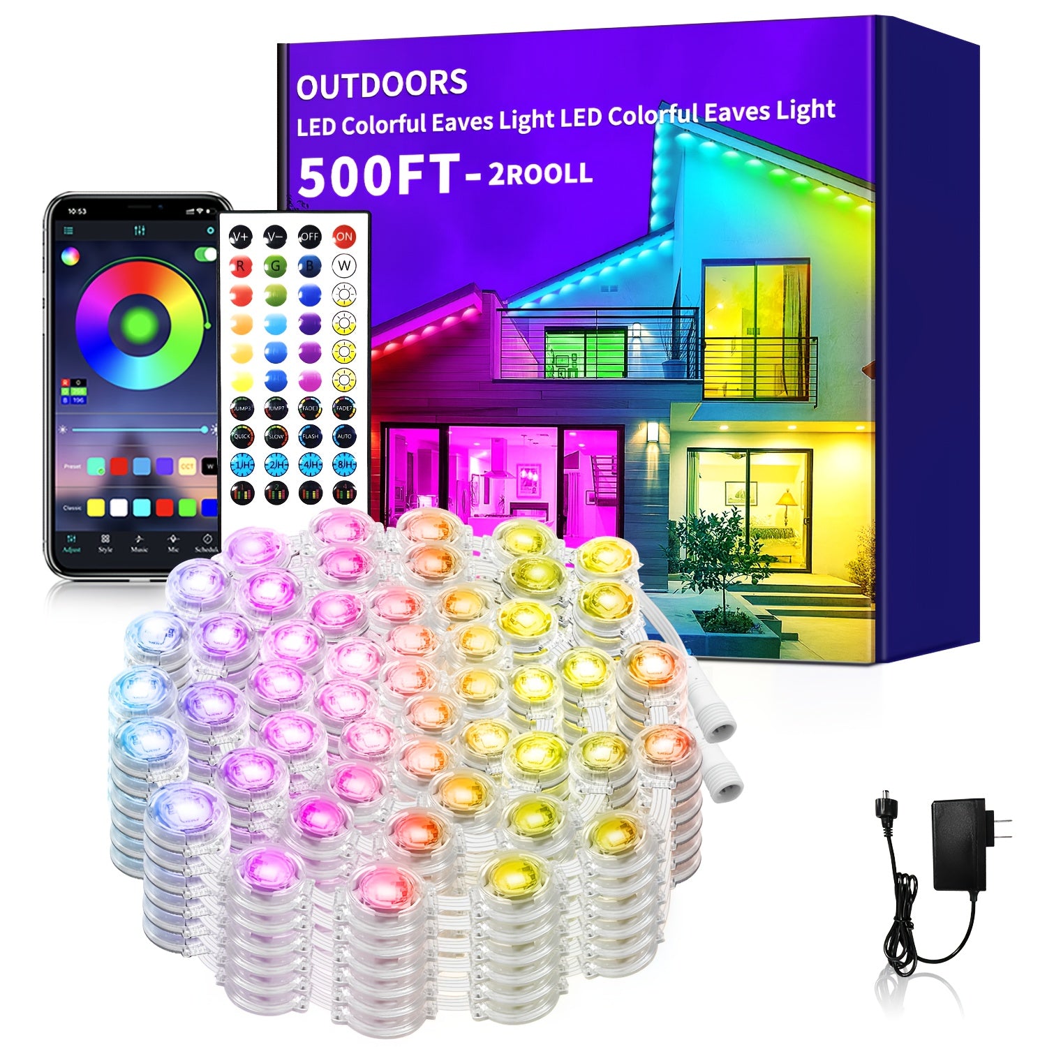 RGB Eaves Lights Outdoor Waterproof Smart LED Christmas Light Strip