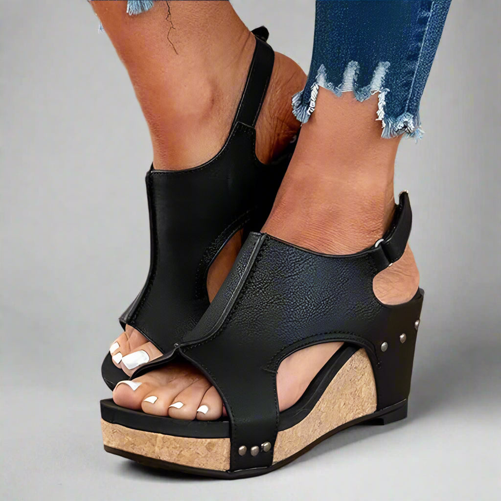 Women’s Comfortable Wedge Sandals | Slip On Platform Open Toe