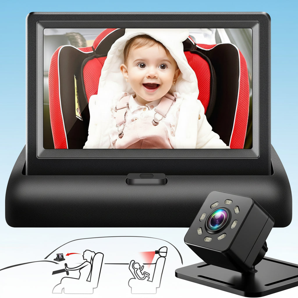 Baby Monitor Car Seat Camera Rear-Facing Baby View Night Vision