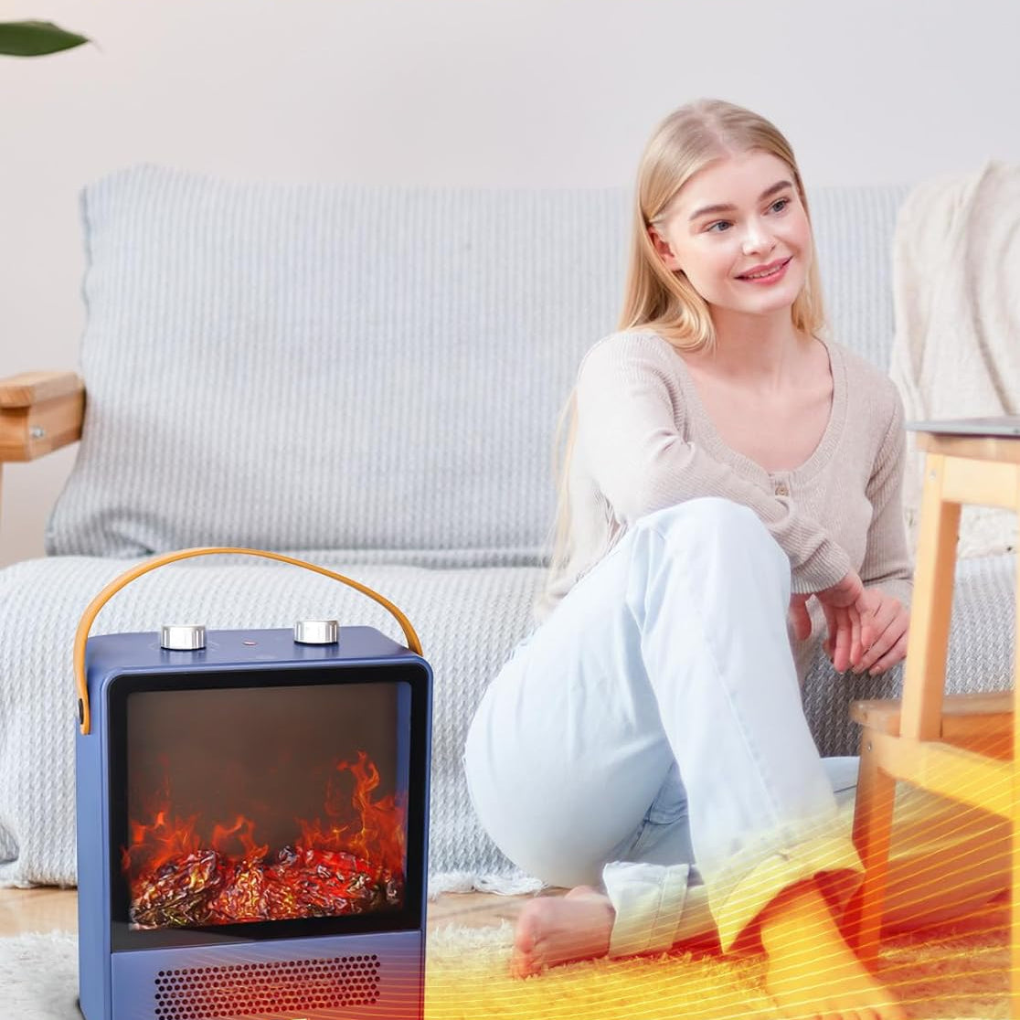 Portable Electric Fireplace Heater 1500W 3D Flame Effect