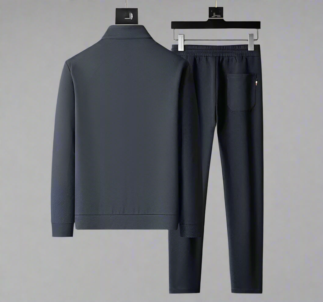 Men's Slim Fit Tracksuit Shirt Set | Zip Jacket Jogger Pants
