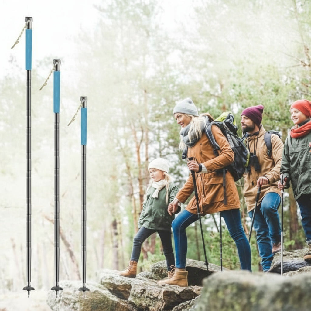 Hiking Pole Collapsible Carbon Fiber Trekking Stick Luminous Handle