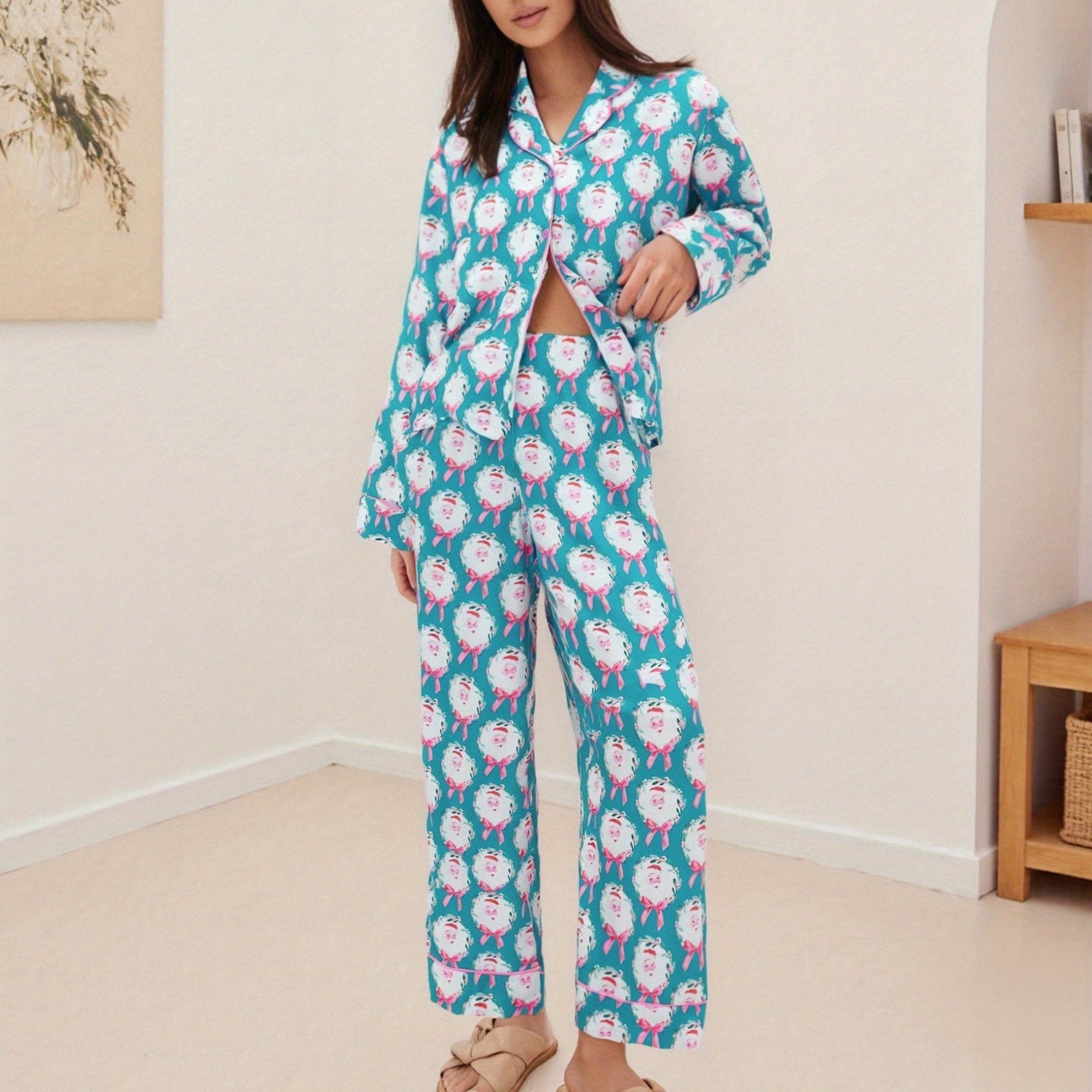 Women's Christmas Pajama Loungewear Set Cozy Two Piece
